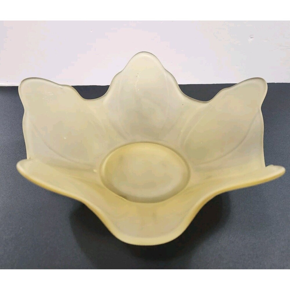 Westmoreland Yellow Satin Glass "Lotus" pattern bowl 11"